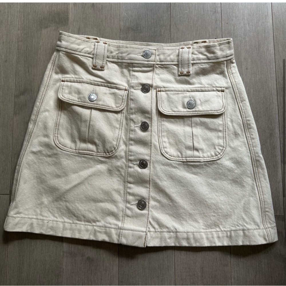 Re/Done Denim Button-Front Skirt NWT